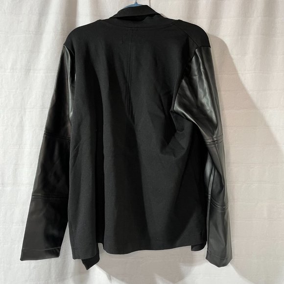 NWT Women's Rafaella Vegan Leather Ponte Draped Front Black Jacket, Large, Black - Picture 3 of 7